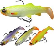 Truscend Pre-rigged Fishing Jigs, 1:50 Super Durable TPE Fishing Lures, Well-made Lifelike Shrimp Crayfish Shad Swimbait, Weedless Lure for Bass Trout Walleye, Saltwater Fishing Gear, Keep Separately!