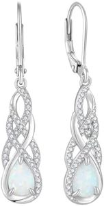 FJ Pendientes de Ópalo Plata de Ley 925 Pendientes Infinito Lágrima Pendientes Colgantes Palanca Joyas Ópalo para Mujer Novia Esposa Mamá