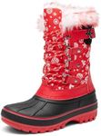 DREAM PAIRS Boys Girls Snow Boots Water-Resistant Outdoor Warm Cozy Anti-Slip Mid Calf Faux Fur Lining Insulated Winter Shoes for Little/Big Kids,Size 4 Big Kid,Red/Black,KRIVER-1