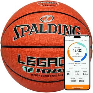 Spalding Legacy TF1000 Smart Basketball with App – Premium Indoor Shot Training Basketball - 1 Year Subscription Included - Shoot Better Now - Ultimate Basketball Gift- Official Mens Size 29.5”