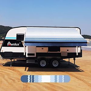 RV Camper Awning Fabric Replacement for 16 Feet Roll Out Awning (Fabric Size 15 Feet 2 Inch, Blue Stripe Color)