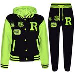 A2Z 4 Kids Unisex Girls Boys Baseball Tracksuit Hoodie With Joggers - T.S Baseball FOX Black & N. Green 11-12