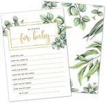 Baby Shower Wishes Cards - Gender Neutral Wishes for Baby Cards (Set of 50) -Double-Sided Advice and Wishes Cards Baby Shower Keepsake - Watercolor Greenery Design