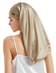 LilySilk Mulberry Silk Sleep Cap 100% 19 Momme Long Silk Bonnet for Curly Hair, Night Cap for Sleeping, Silk Hair Wrap for Women Taupe