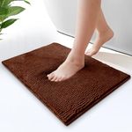 Moonlight Bedding Bath Mat Non Slip Anti Mould - Chenille Shower Mat Brown 50 x 80 cm Super Absorbent Bathroom Mat Machine Washable Extra Soft Fluffy Bathmat