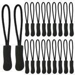 ZELHYEUU 20 Pieces Zipper Pulls, Zip Puller Replacement for Backpacks, Zip Tags Cord Pulls, Non-Slip Zipper Tags, Black Zipper Pull Replacement, for Backpacks, Tents, Trolley Cases, Jackets