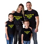 Gazelle Active Feel Good Vacation Mode On (Black) Family Printed Round Neck Cotton T-Shirt for Father, Mother, Son (Set of 3) Boy 4-6Male-XL & Female-XL