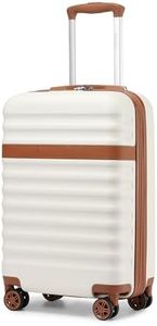 KONO Valigia Bagaglio a Mano Trolley Piccola Valige Rigida ABS+PC Hardshell Leggero Viaggio Cabina con 4 Ruote e TSA Lucchetto, Crema/Marrone