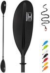 OCEANBROAD Carbon Fiber Kayak Paddle 90.5in/230cm for Adults Kayaking Boating Canoeing Oar with Paddle Leash 1 Paddle, Black