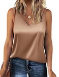 Zeagoo 2024 Summer Tank Tops for Women Casual V-Neck Sleeveless Blouses Silk Satin Shirt Loose Fit Camisole