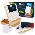 Artina Easel Art Set Florence Acrylic Painting Set with Table Easel – Art Case with 18 Paints 6 Brushes & Canvas – Portable Art Case Wooden Art Studio