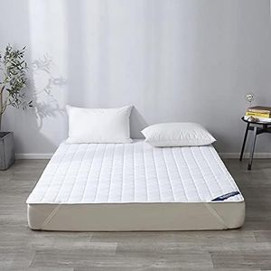 Mattress Protector Queen Size White Mattress Cover Pad Soft Quilted Fitted Mattress Pad Breathable and Noiseless Mattress Protector with Elastic Straps (Fits Mattresses 7-14 Inches)