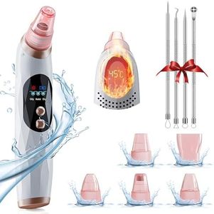 Eviftc Blackhead Remover Pore Vacuum for Face 3 Suction Power 5 Probes Heating Function Pore Extractor Tools Kit with USB Rechargeable Facial Pore Cleaner for Women Men