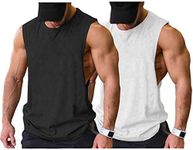 COOFANDY Men Workout Tank Top 2 Pack Gym Bodybuilding Sleeveless Muscle T Shirts, Black/White(2pcs), Medium