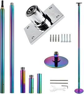 PRIORMAN Permanent Pole Dance Kit, 45mm Pro Heavy-Duty 200KG Capacity Steel Dancing Pole, with Ceiling Mount Fixed Plate Enhanced Safety, Height Adjustable 7.38-8.85ft for Home/Studio (Colorful)