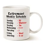 This Funny Retirement Gag Christmas Gifts for Family Mom Dad Women Men, Retired Schedule Calendar Office Coffee Mugs for Coworker Ceramic Cups, 11 Oz