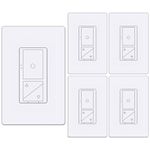 [5 Pack] BESTTEN Slim Digital Dimmer with Air Gap Power Cut-Off Switch and MCU Smart-chip Technology, 3 Button Control, Single Pole or 3 Way Dimmer Switch with Wallplates, cETL Listed, White
