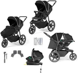 Ickle Bubba Venus Max Jogger Stroller I-Size Travel System with Isofix Base (Stratus) - Black/Black/Black