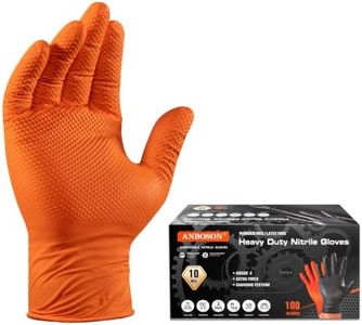ANBOSON Heavy Duty 10 Mil Nitrile Disposable Gloves with Raised Diamond Texture, Latex-Free, Powder-Free, Extra Strong, Chemical Resistant, Durable for Mechanics, Industrial Work, Auto Repair, Large