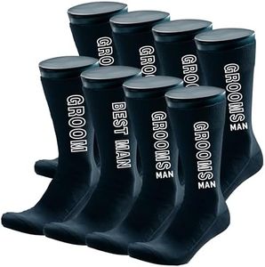 There Forever Studio Groomsman Socks Set of 8. Groom Socks, Best Man Socks. Wedding Dress Socks, Perfect Groomsmen Proposal, Black, One Size