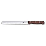 Victorinox Stainless Steel Bread Knife Wavy Edge for Cutting Bread Processed Maple Wood Handle 21 cm Gift Box Brown Swiss Made (5.1630.21G)