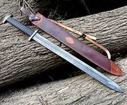 Damascus Sword ! Custom Handmade Damascus Viking Sword ! Hunting Sword Outdoor Sword ! with Leather Sheath