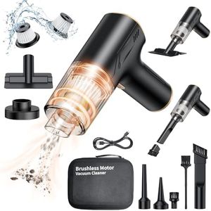 Preferry Car Vacuum Cleaner with Blower, Air Blower and Vacuum Cleaner 2 in 1, 48000RPM Powerful Suction Wireless Vacuum Cleaner, USB Rechargeable Handheld Vacuum Cleaner for Car, Washable HEPA Filter
