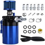 Universal Car Oil Catch Can Kit Reservoir Tank 300ml with Breather Aluminum Compact Dual Cylinder Polish Baffled Engine Air Oil Separator Tank Fit (Blue)
