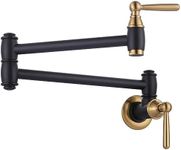 Pot Filler Faucet Black Gold: ARCORA Modern Pot Filler Wall Mount 2 Handle with Double Joint Swing Arms Brass Stove Faucet