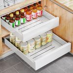 Kitstorack Pull Out Cabinet Organizer Fixed With Adhesive Nano Film,Heavy Duty Storage and Organization Slide Out Pantry Shelves Sliding Drawer Pantry Shelf for Kitchen 17.75"D x 11.8"W x 4.7"H