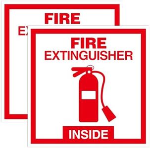 2 PCS Fire Extinguisher Inside Sign Stickers,Self Adhesive Vinyl Safety Label Waterproof, Fade and Scratch Resistant, Suitable for Indoor and Outdoor,Red on White