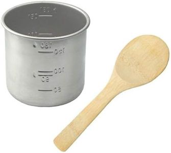 Stainless Steel Rice Measuring Cup + Rice Paddle Scoop Spatula Bamboo - Replacement for Japanese Electric Rice Cooker (1 Rice Cup + 1 Paddle)