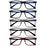 Opulize Ink 5 Pack Reading Glasses Large Black Grey Red Mens Womens Spring Hinges RRRRR4-1177Z +2.00