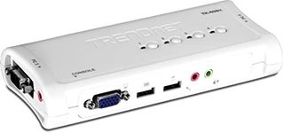 TRENDnet 4-Port USB KVM Switch and Cable Kit With Audio, Manage 4 Computers, USB Switch, Windows, Linux, Auto-Scan, Plug And Play, Hot Pluggable, 2048 x 1536 VGA Resolution, White, TK-409K