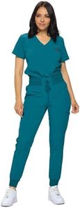 MONARCH UNIFORMS Stretchy Scrubs Women's Jogger Scrub Set In Regular and Petite Jogger Scrubs with Tuck-In Top for Women(Hunter Green-XL)