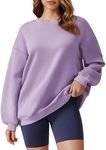 PINSPARK Women Sweatshirt with Side Pockets Stretch Drop Shoulder Fall Outfits Crewneck Hoodies Shirts 2024, Lavender Small