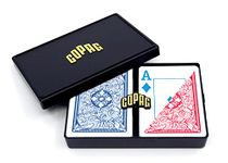 Copag *4-Color Faces* Legacy Design 100% Plastic Playing Cards, Poker Size (Standard) Jumbo Index Red/Blue Double Deck Set