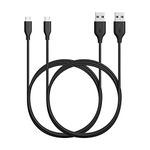 Anker [2-Pack PowerLine Micro USB (6ft) - Durable Charging Cable, with Aramid Fiber and 5000+ Bend Lifespan for Samsung, Nexus, LG, Motorola, Android Smartphones and More (Black)