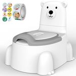 Polar Bear Potty Training Baby Toddler Toilet Seat Potty Toilet with Splash Guard, Polar Bear Potties Kids Potty Trainer with Potty Training Reward Stickers for Ages 1-6 Boys and Girls, Grey White