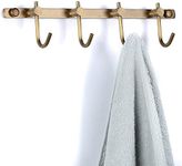 Wincase Wall Mounted Antique Brass Brushed Bronze Row Hooks with 4 Heavy Duty Hooks European Classical Series All Copper Antique Rustic Small Row of Hooks Coats Hooks Towel Rack Holders Hook Rack