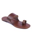 KORAKARI Women's Kolhapuri Chappal Tan Leather Handcrafted Sandal Smooth and Comfortable Flip Flops Slipper Simple Anti Slip Design Traditional Footwear (UK-8)