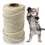 Sisal Rope for Scratching Post, cat Scratching Rope, 5 mm x 50 m sisal Cord, Natural Rope Hemp Rope for Scratching Post Replacement, cat Accessories, Crafts, Decorating Houses (White)