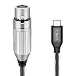 J&D USB C to XLR Microphone Audio Cable, Braided USB C to XLR Female Microphone Cable for Audio Recording, Dynamic Microphone, Compatible for iPhone 15/15 Plus/15 Pro/15 Pro Max, MacBook, 6.6 Feet