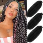 Springy Afro Twist Hair 28 Inch Cuban Twist Hair 3 Packs Marley Twist Braiding Hair Pre-separated Spring Twist Hair Wrapping Hair for Soft Locs Cuban Twist Crochet Hair for Women (28Inch-3Pcs-1B#)