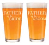MIP 16 oz Beer Pint Glass Gift Set Of 2 Father Of The Bride & Father Of The Groom