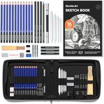 Shuttle Art Sketching Pencils and Drawing Set, 37 Pack Sketch Pad and Pencils Set in Sturdy Zipper Case with Charcoal Pencils and Sketch Books, Professional Sketch Drawing Pencils for Artists, Adults