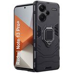 TheGiftKart Tough Armor Bumper Back Case Cover for Mi Redmi Note 13 Pro Plus 5G | Ring Holder & Kickstand in-Built | 360 Degree Protection Back Case Cover for Redmi Note 13 Pro Plus (PC & TPU, Black)