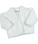 BabyPrem Premature Baby Cardigan Jacket Boy Girl Buttons Soft Knitted 3-5lb White 38-44cm V-Neck Long Sleeve