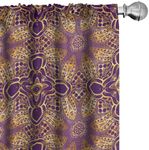 Ambesonne Purple Mandala Window Curtains, Bohemian Motif Style Design Universe Image, Lightweight Decor 2-Panel Set with Rod Pocket, Pair of - 28" x 84", Purple Yellow