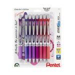 Pentel EnerGel RTX Retractable Liquid Gel Pen, Passion Expressions Pack, 0.7mm, Metal Tip, Medium Line, Assorted Ink, Pack of 8 Pens (BL77XPASBP8M)